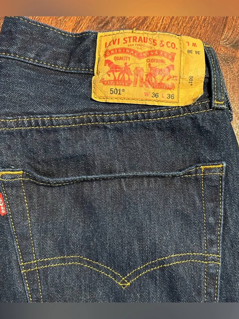 Men’s Levi’s 501 button fly straight cut denim jeans